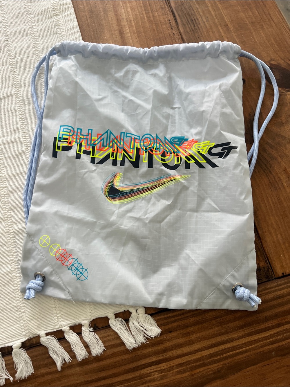 Nike Light Gray Phantom Drawstring Gym Sack with Neon Logo